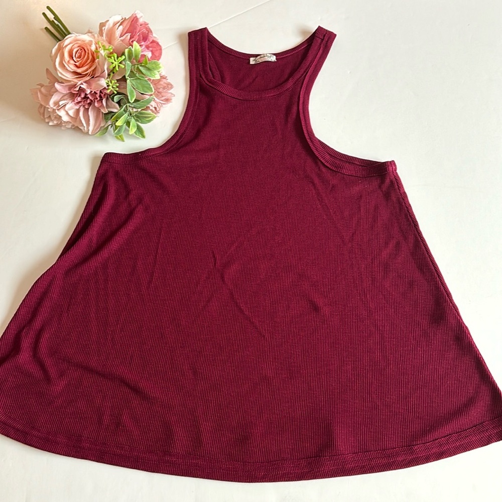Free People Womens 'Long Beach' Tank Top, Red SMALL